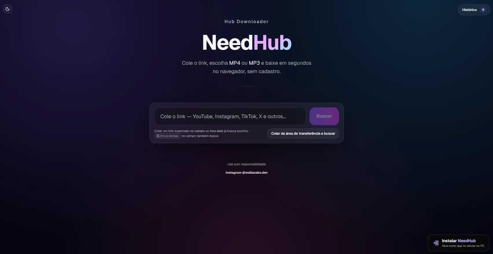 NeedHub — Downloader de Vídeo e Áudio
