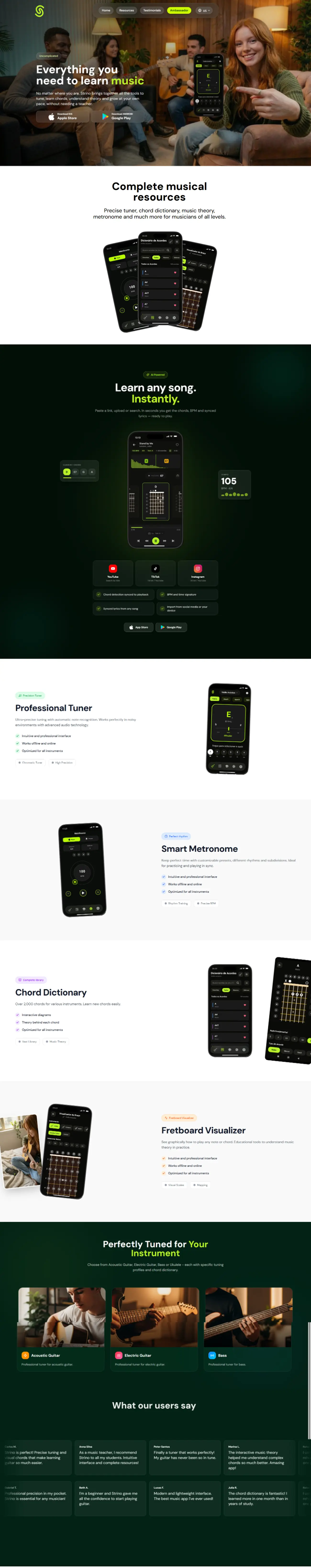 Landing Page do App Strino